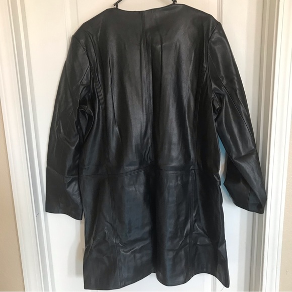 Calvin Klein Black Faux Leather long jacket - Picture 9 of 11